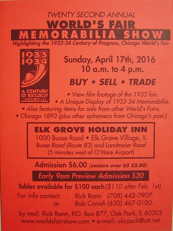 Worlds Fair Century of Progress 2015 Memorabilia Show